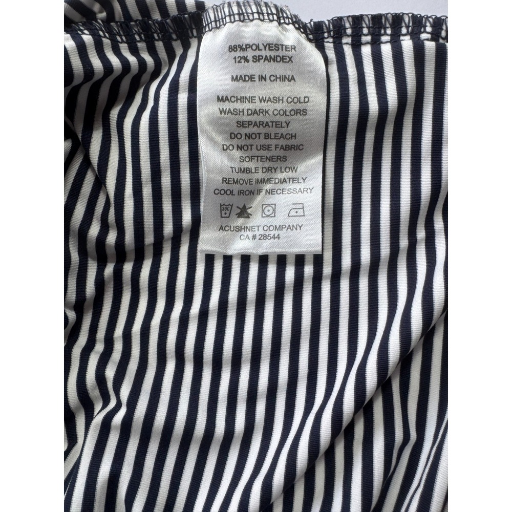 FootJoy Performance Golf Polo Shirt Mens L Navy Blue White Stripe Golf Script H - Picture 5 of 11